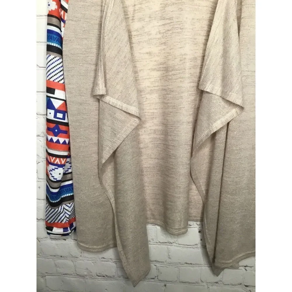 MISSLOOK Women’s Sweater Gray Open Cardigan‎ Tribal Lightweith size XL